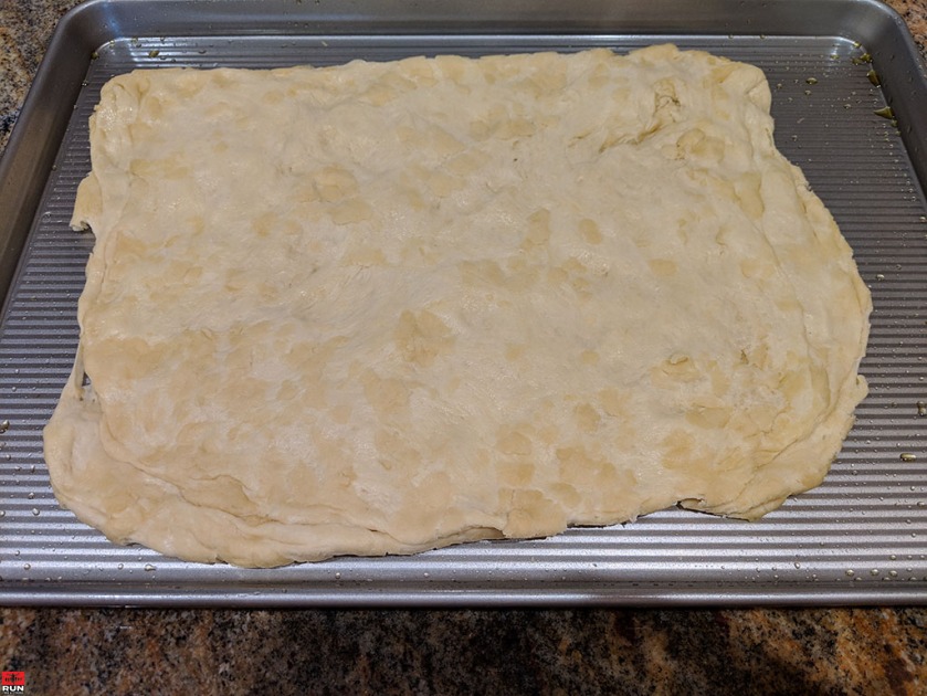 Focaccia Bread - stretched and folded dough