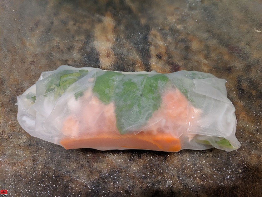 Folding the Rice Wrapper to create the Vietnamese Summer Rolls